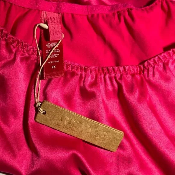 Skims Woven Shine Tie Front Teddy Size 2X Raspberry AP-ONE-1448 - Picture 7 of 9